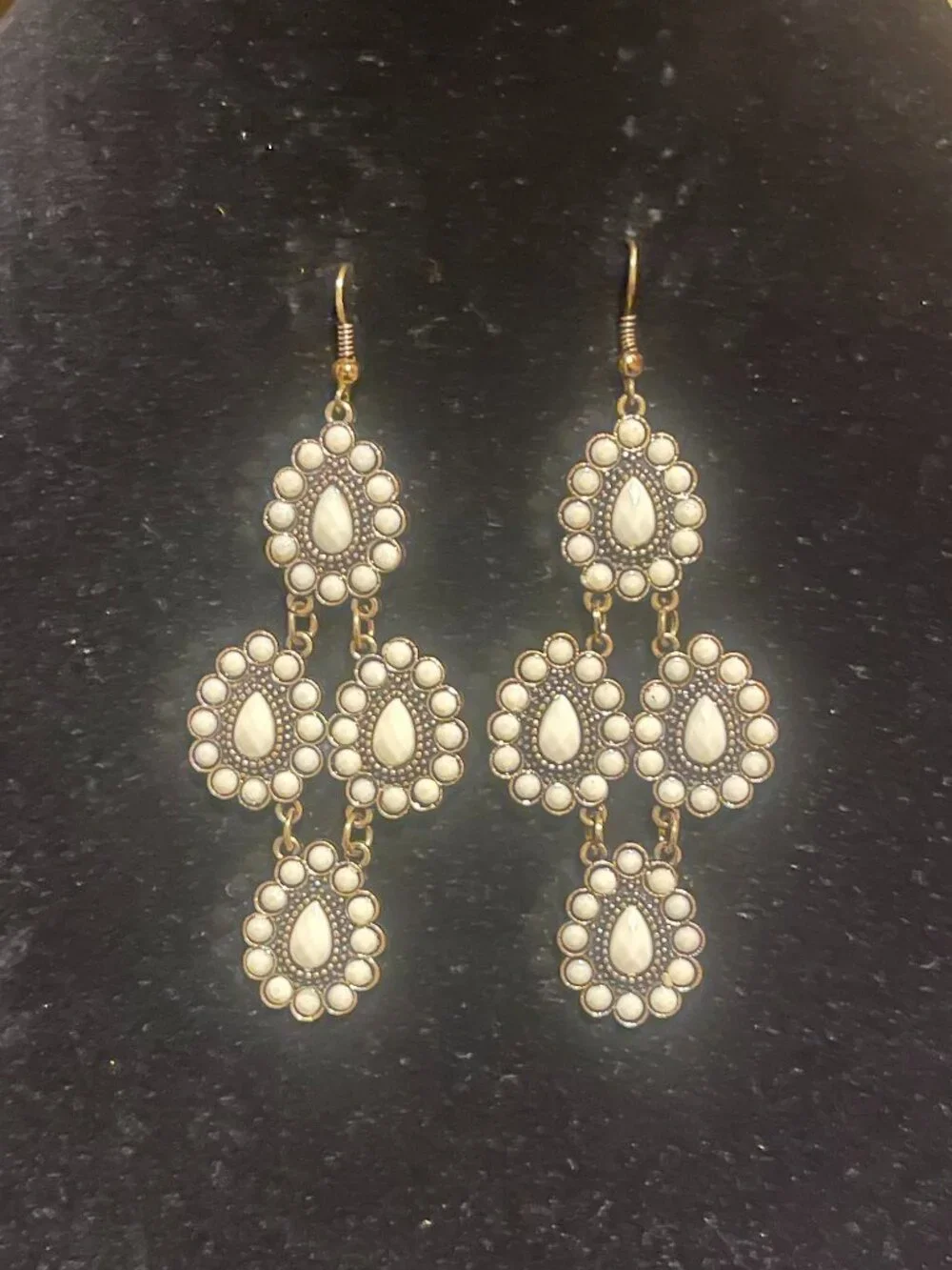 Ivory Blush Teardrop Bohemian Chandelier Earrings